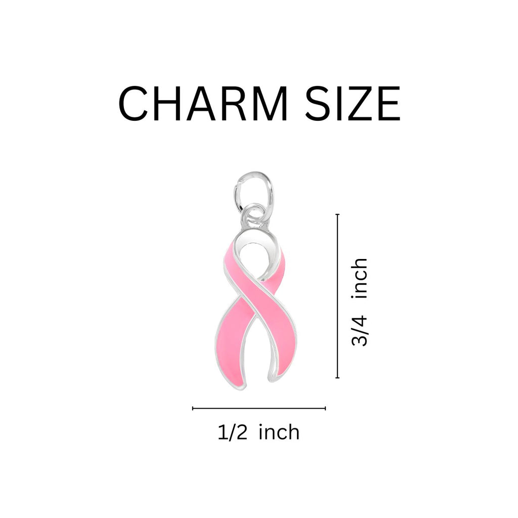 Large Pink Ribbon Chunky Charm Bracelets