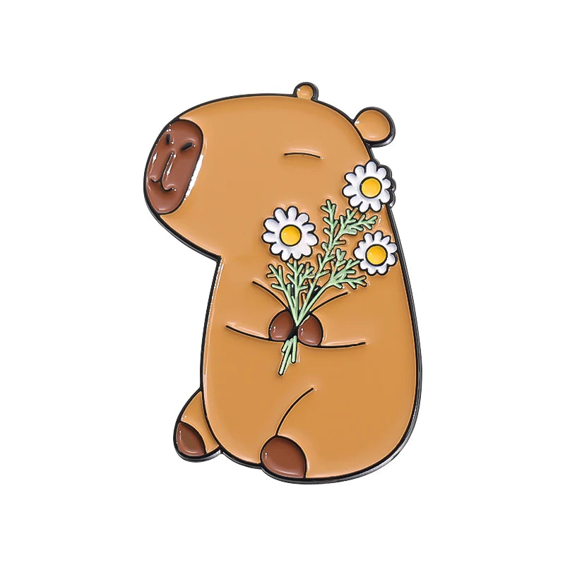 Cute Animal Capybara Enamel Pins Custom Couple Dating Brooches Lapel Badges Cartoon Animal Jewelry Gift for Friends