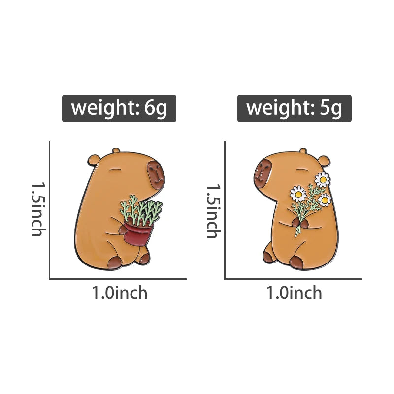 Cute Animal Capybara Enamel Pins Custom Couple Dating Brooches Lapel Badges Cartoon Animal Jewelry Gift for Friends