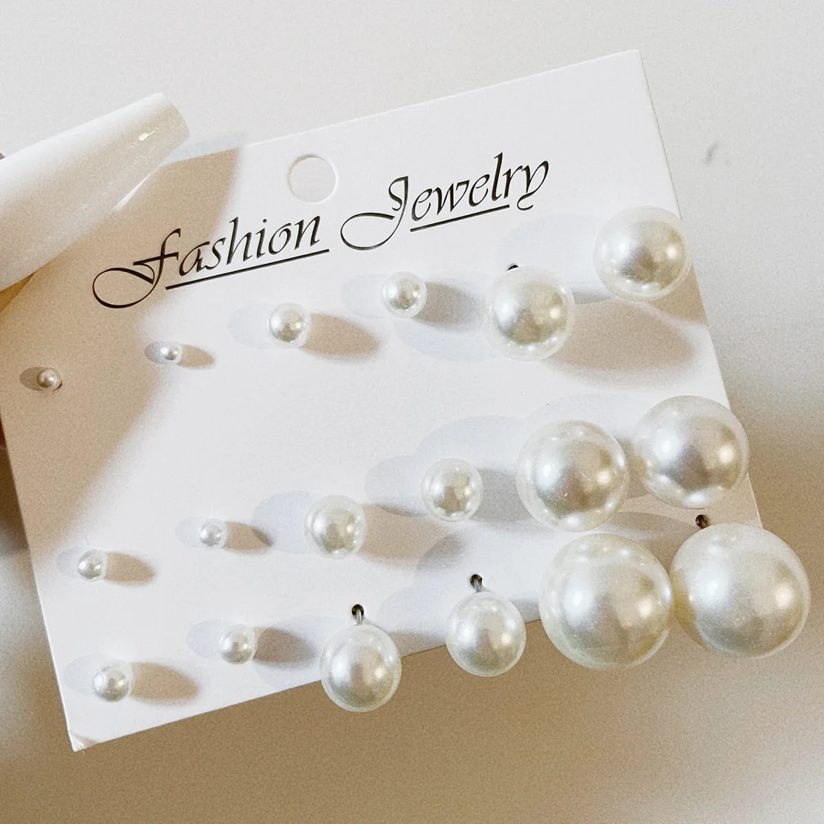 Korean Women Earrings 12 Pair/Set Beige White Pearl Simple Fashion Earrings Wedding Jewelry For Gift Valentine's Day gift