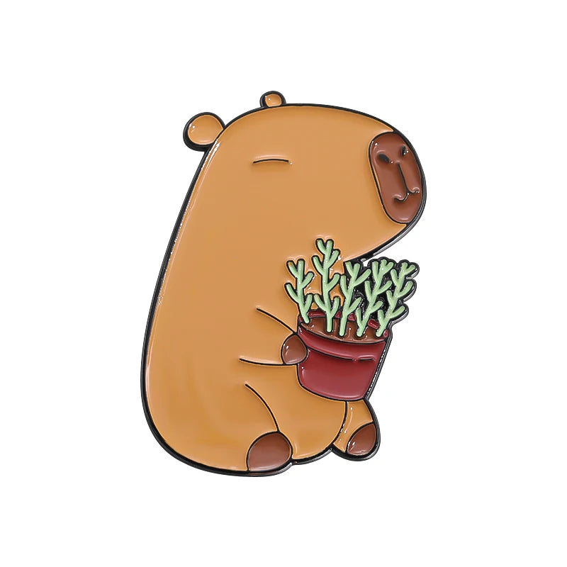 Cute Animal Capybara Enamel Pins Custom Couple Dating Brooches Lapel Badges Cartoon Animal Jewelry Gift for Friends