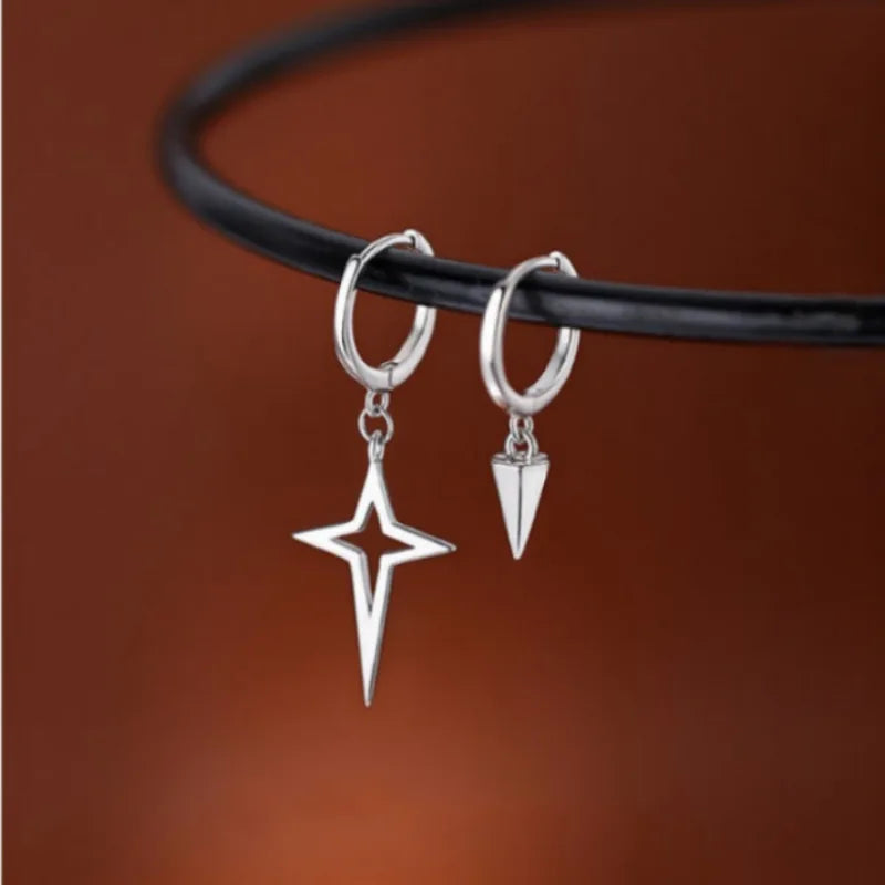 2025 New Fashion Silver Color Star Cross Pendant Earrings for Women Simple White Opal Heart Shaped Earrings Y2K Jewelry Gifts