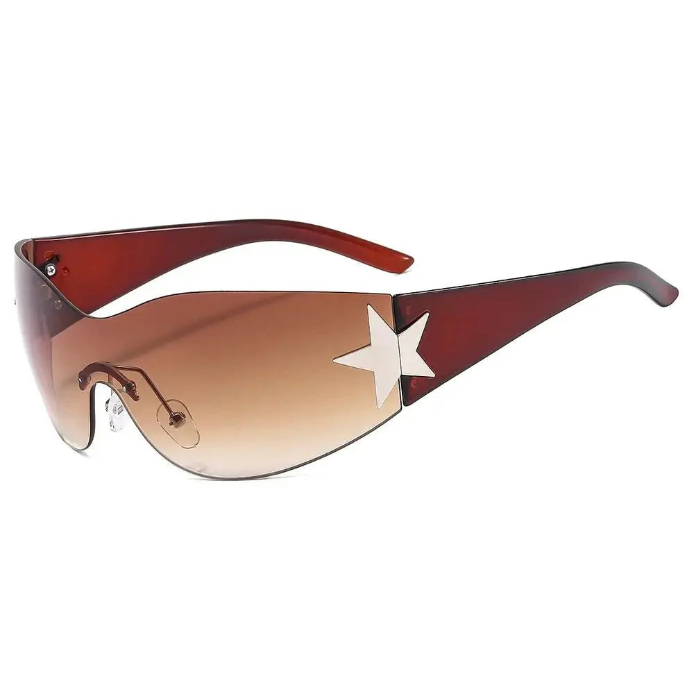 Unisex Punk Sunglasses with Star Decoration | Y2K Wrap Around UV400 Fashion Eyewear