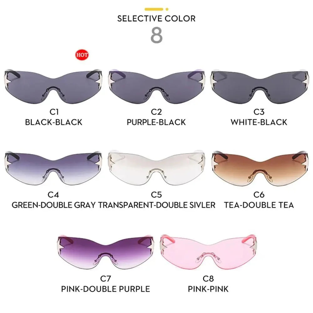 Unisex Punk Sunglasses with Star Decoration | Y2K Wrap Around UV400 Fashion Eyewear
