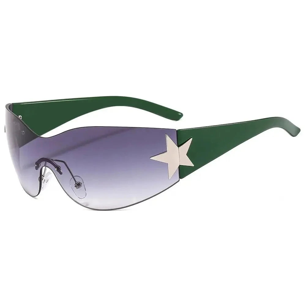 Unisex Punk Sunglasses with Star Decoration | Y2K Wrap Around UV400 Fashion Eyewear