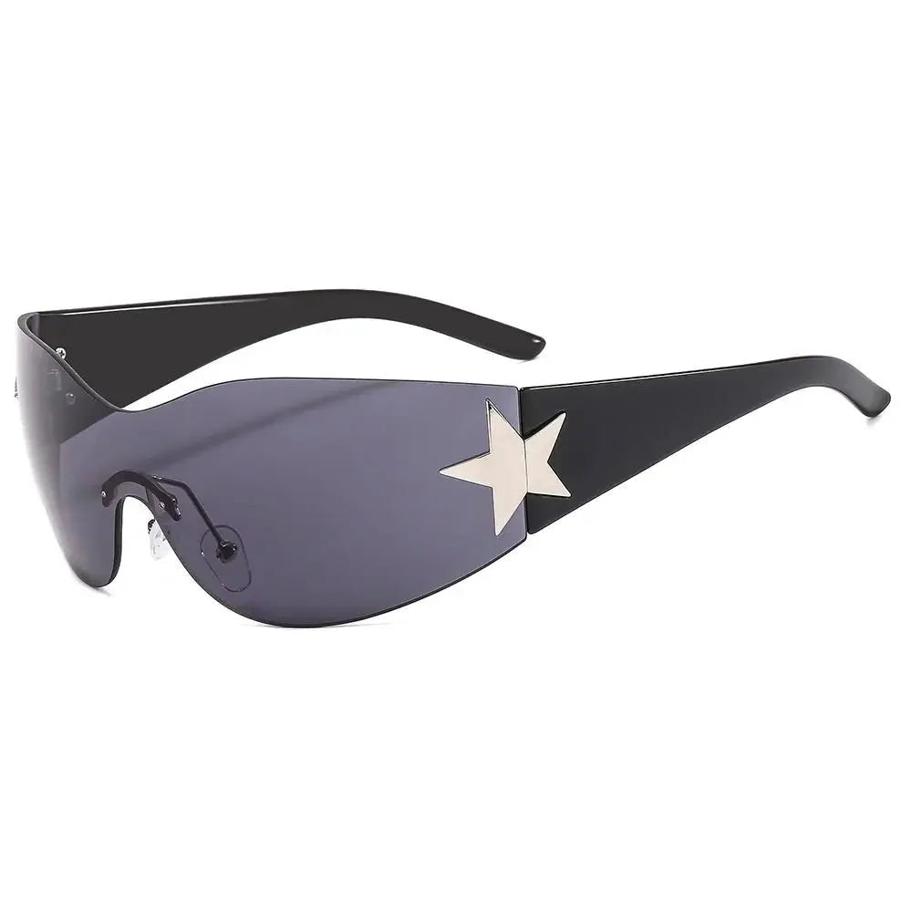 Unisex Punk Sunglasses with Star Decoration | Y2K Wrap Around UV400 Fashion Eyewear