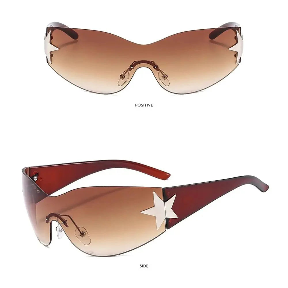 Unisex Punk Sunglasses with Star Decoration | Y2K Wrap Around UV400 Fashion Eyewear