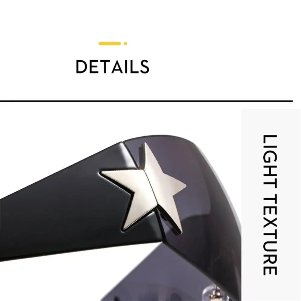 Unisex Punk Sunglasses with Star Decoration | Y2K Wrap Around UV400 Fashion Eyewear