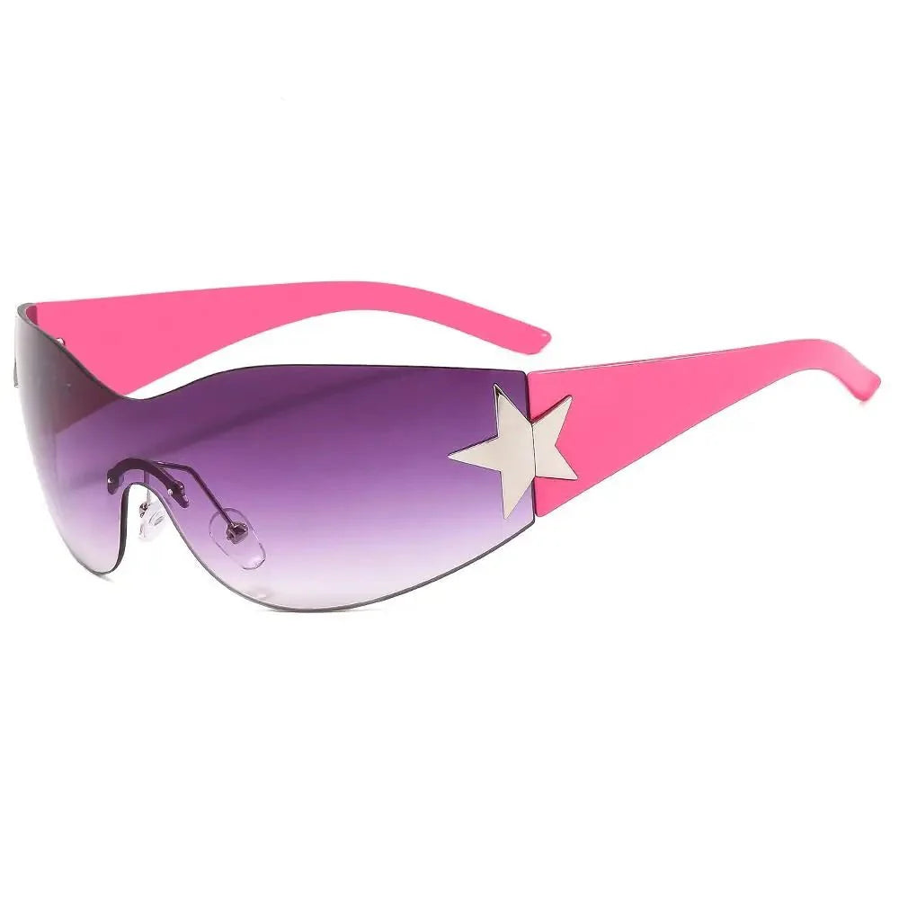 Unisex Punk Sunglasses with Star Decoration | Y2K Wrap Around UV400 Fashion Eyewear