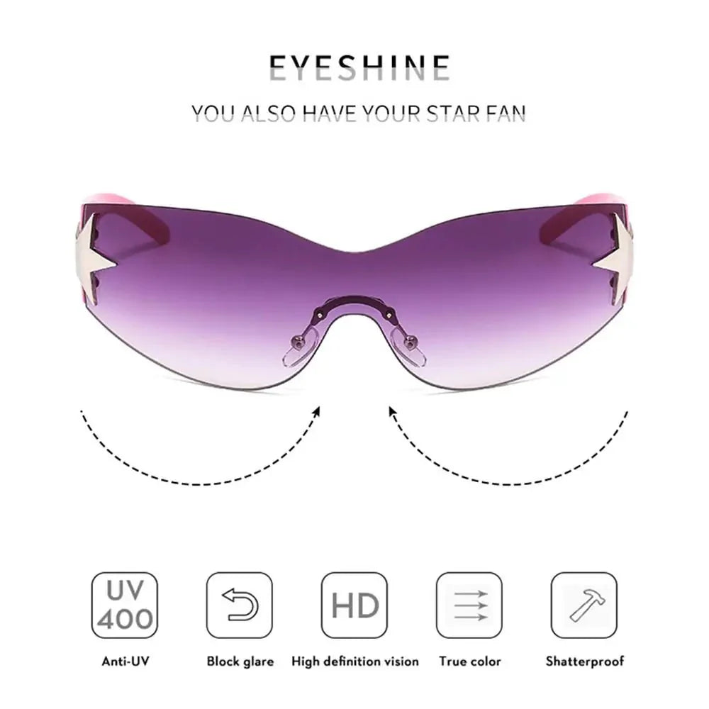 Unisex Punk Sunglasses with Star Decoration | Y2K Wrap Around UV400 Fashion Eyewear