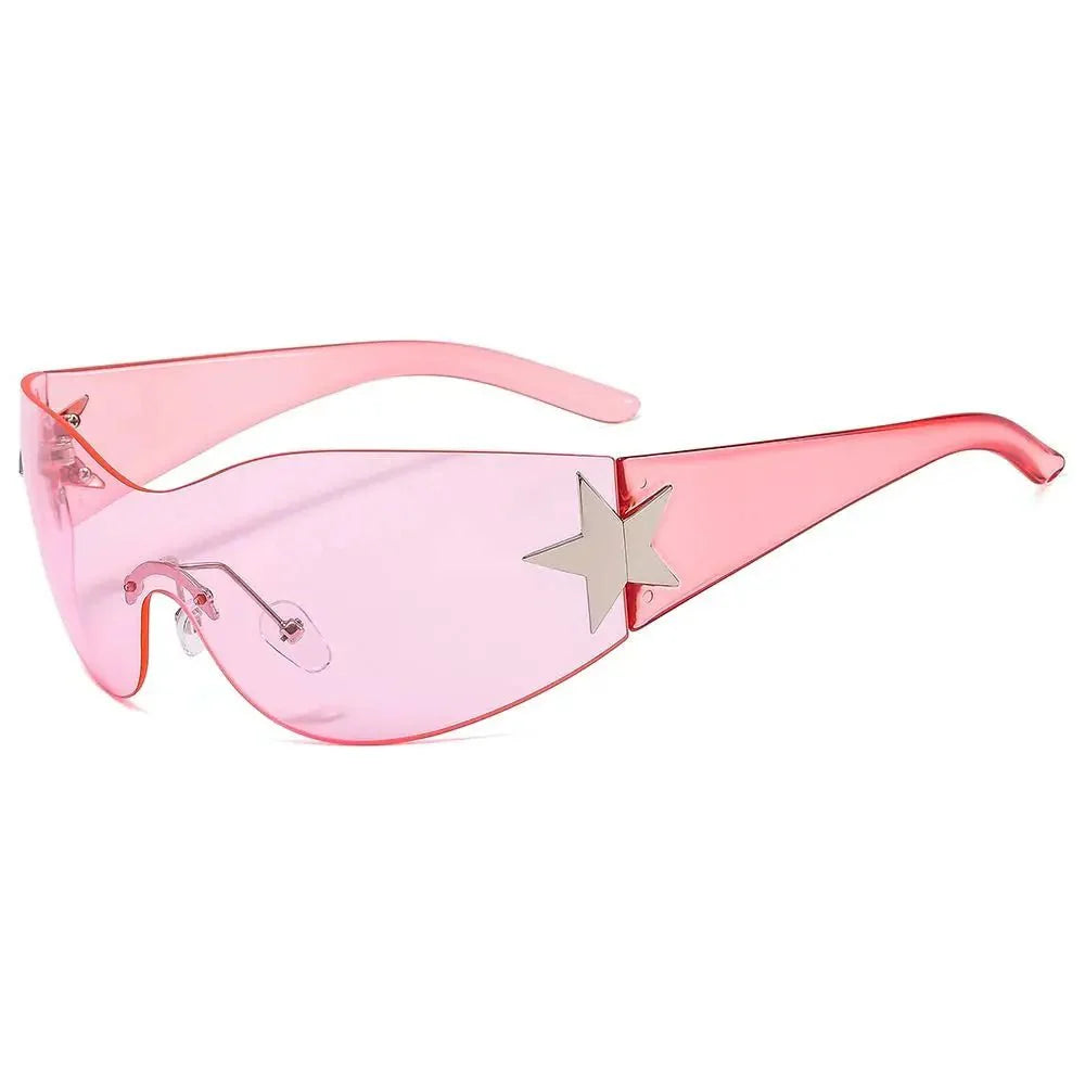 Unisex Punk Sunglasses with Star Decoration | Y2K Wrap Around UV400 Fashion Eyewear