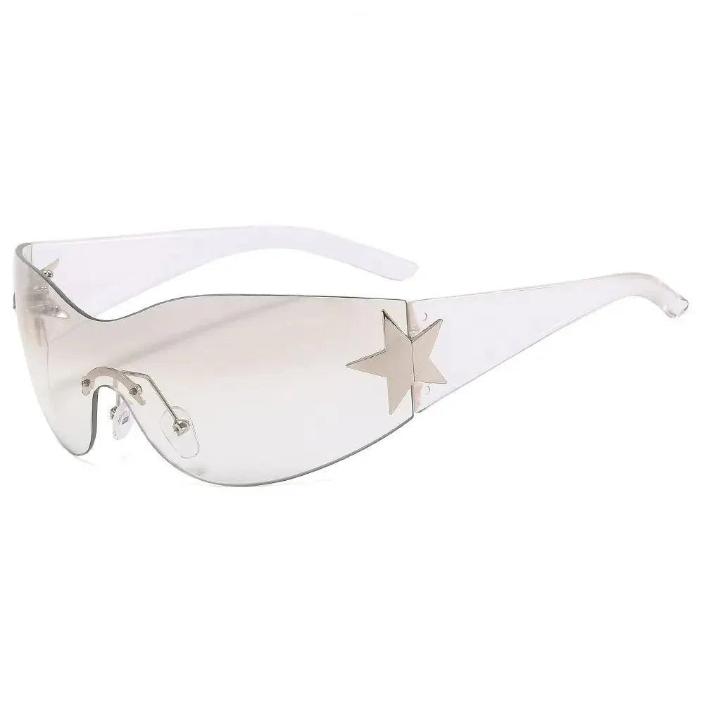 Unisex Punk Sunglasses with Star Decoration | Y2K Wrap Around UV400 Fashion Eyewear