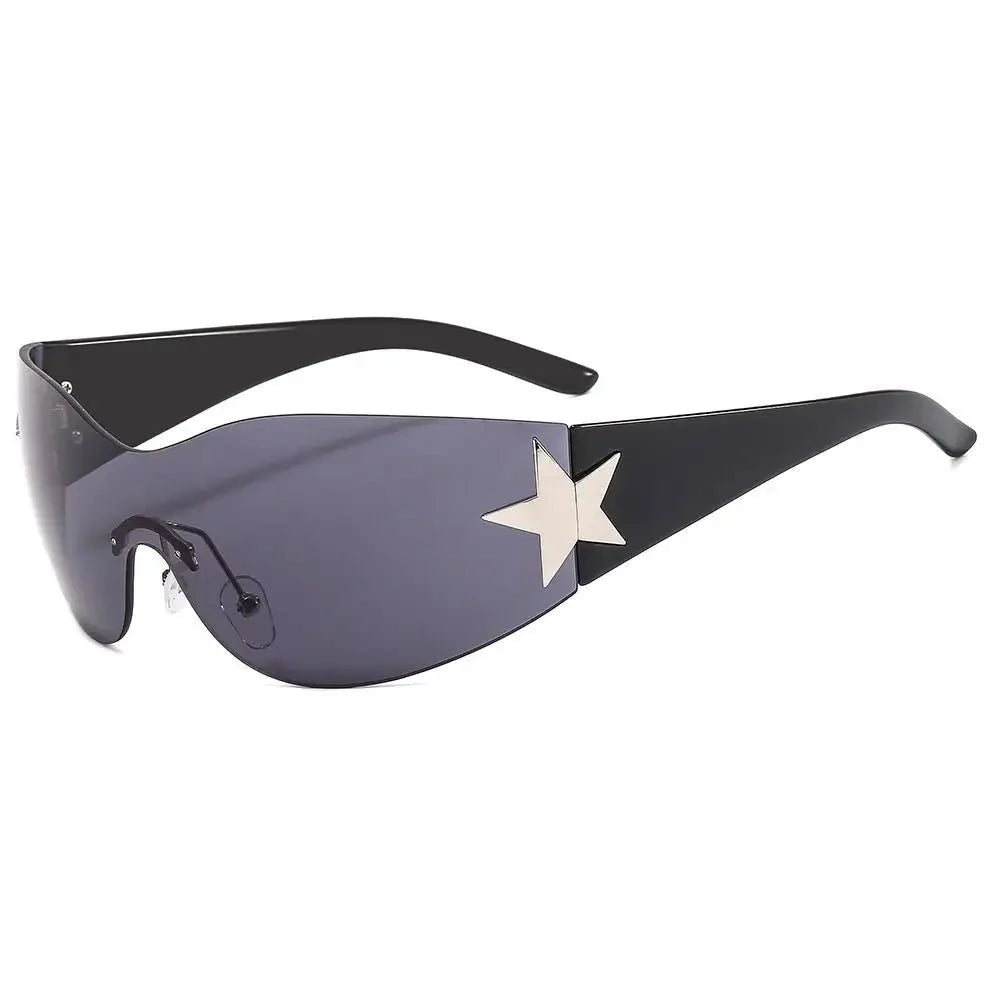 Unisex Punk Sunglasses with Star Decoration | Y2K Wrap Around UV400 Fashion Eyewear