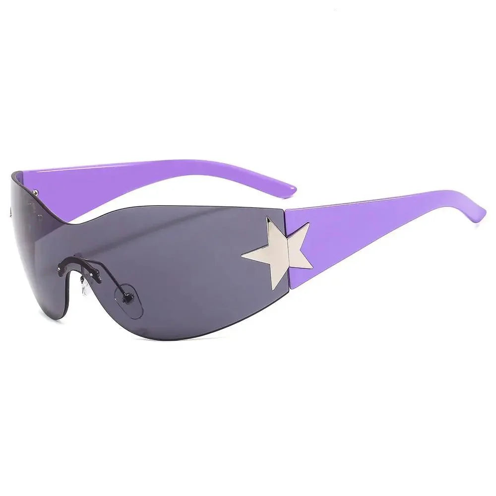 Unisex Punk Sunglasses with Star Decoration | Y2K Wrap Around UV400 Fashion Eyewear