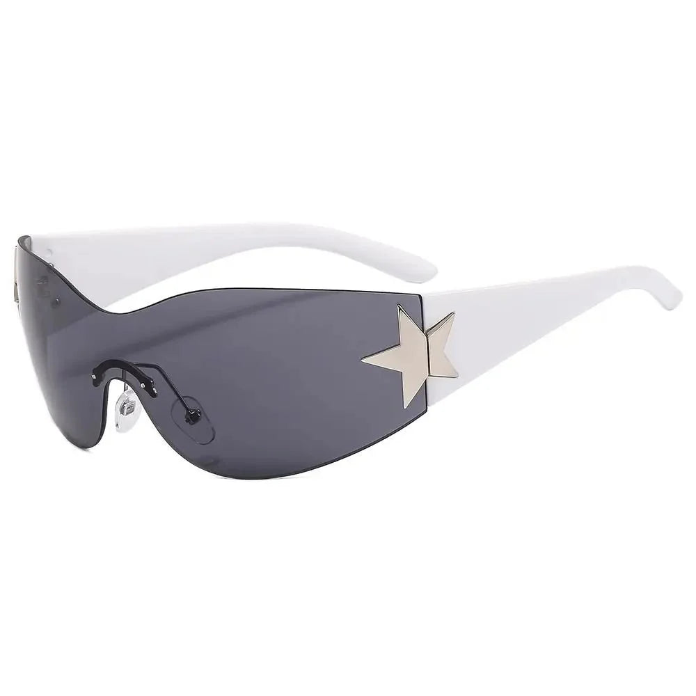 Unisex Punk Sunglasses with Star Decoration | Y2K Wrap Around UV400 Fashion Eyewear